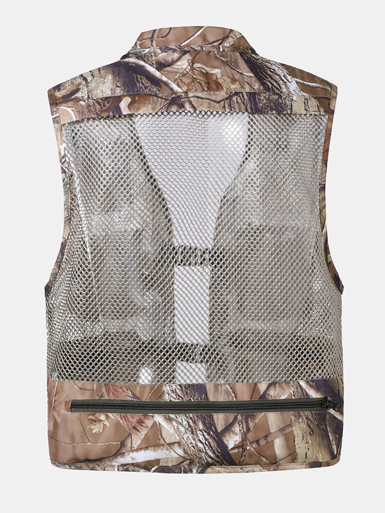 Miesten Mesh Patchwork Vetoketjulliset Camping Style Taskuliivit