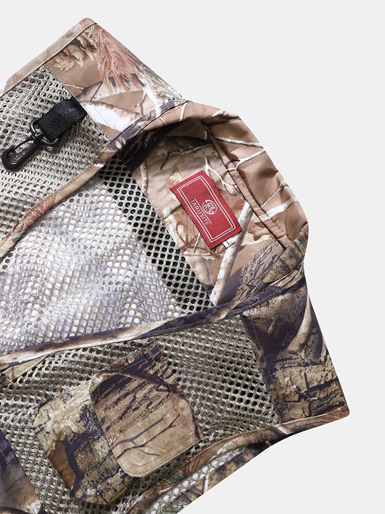 Miesten Mesh Patchwork Vetoketjulliset Camping Style Taskuliivit
