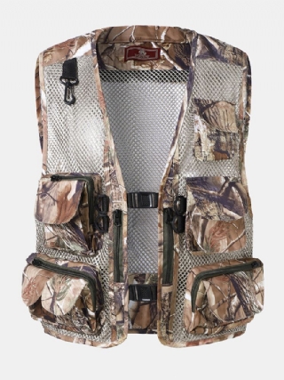 Miesten Mesh Patchwork Vetoketjulliset Camping Style Taskuliivit