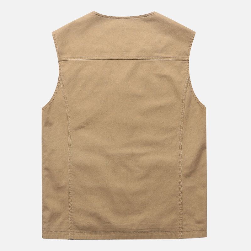 Miesten Plus Size Outdoor Mesh Hengittävät Taskut Puuvillaliivi Hihaton Takki