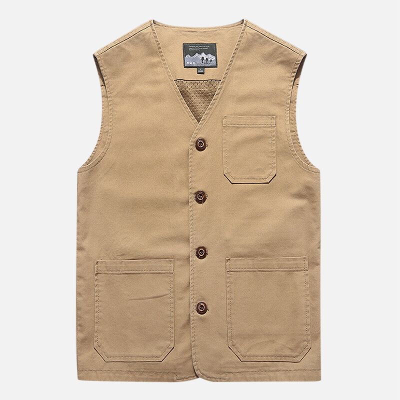 Miesten Plus Size Outdoor Mesh Hengittävät Taskut Puuvillaliivi Hihaton Takki
