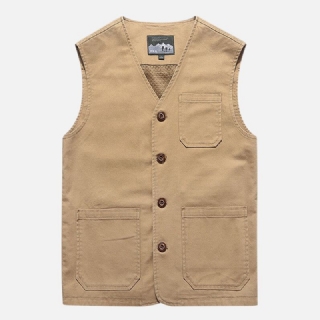 Miesten Plus Size Outdoor Mesh Hengittävät Taskut Puuvillaliivi Hihaton Takki