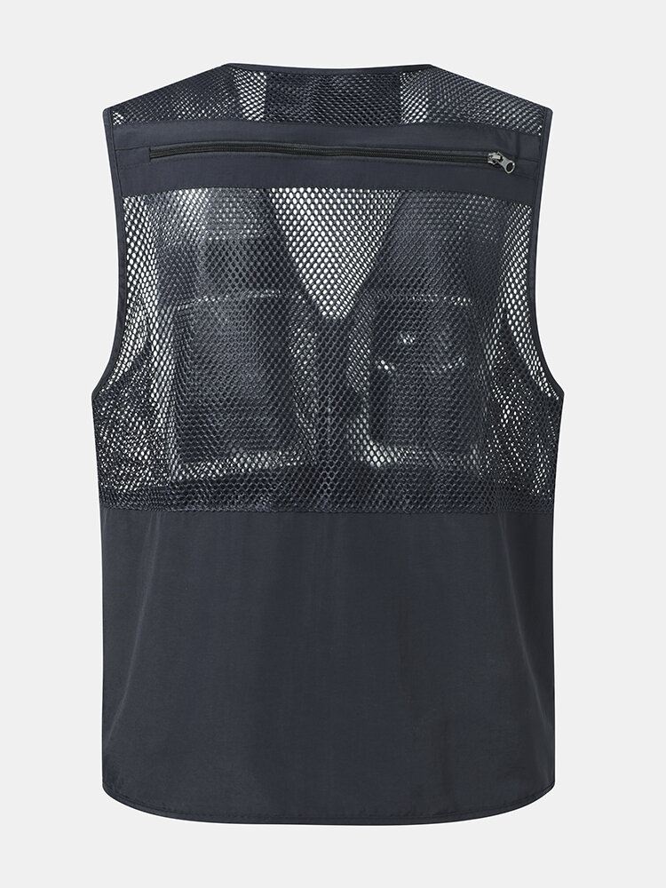 Miesten Porrastetut Yksityiskohdat Mesh-spliced Hoop-taskuliivit