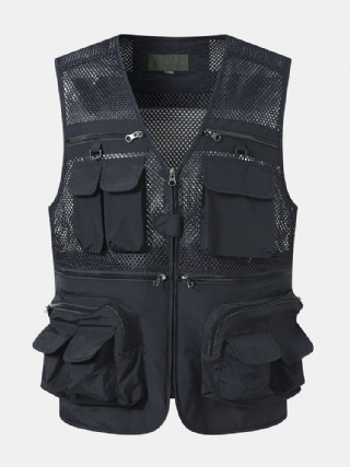 Miesten Porrastetut Yksityiskohdat Mesh-spliced Hoop-taskuliivit