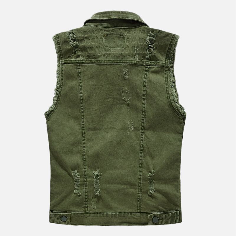 Miesten Taskurepillinen Jean Vest-hihaton Farkkutakki