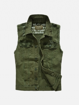 Miesten Taskurepillinen Jean Vest-hihaton Farkkutakki
