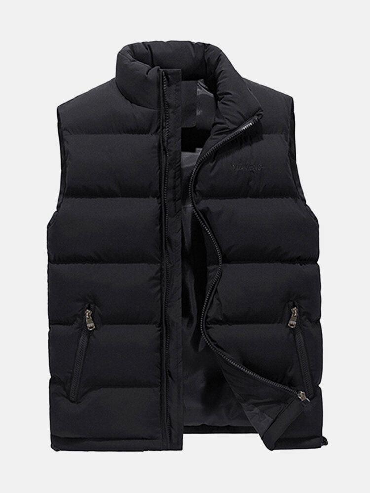 Paksu Lämmin Hihaton Takki Jalustakaulus Eristetty Pehmustettu Liivi Miehille Plus Koko M-4xl