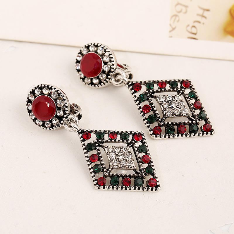 Afrikkalainen Hallow Rhineston Ear Drop-korvakoru Retro Kiiltävä Timanttikorvakoru Naisille