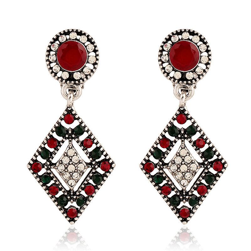 Afrikkalainen Hallow Rhineston Ear Drop-korvakoru Retro Kiiltävä Timanttikorvakoru Naisille