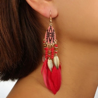 Bohemian Feather Drop Korvakorut Pitkät Tyylit Tupsut Korvakorut Retro Naisten Korvakorut