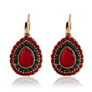Bohemian Red Crystal Korvakorut Retro Water Drop Ear Drop Tekojalokivikorvakoru Naisille
