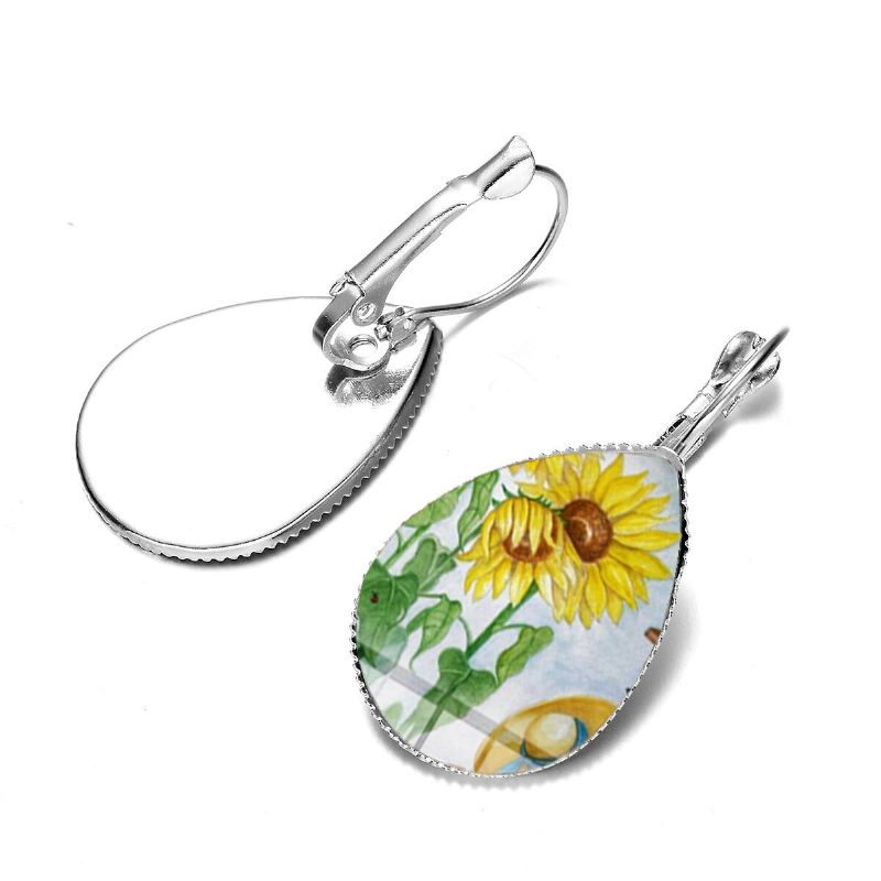 Bohemian Sun Flower Print Korvakorut Vesipisaran Muotoiset Auringonkukka Jalokivet Korvakoukku Naisten Korut Lahjat