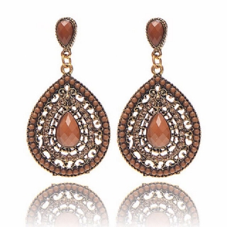 Bohemian Water Drop Diamond-korvakoru Tekojalokivi Kiiltävä Korvatipa Naisille