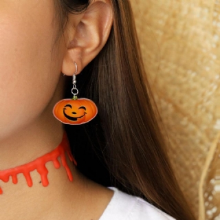 Trendikäs Pumpkin Smile Riipus Korvakorut Hauskat 3d Stereoskooppinen Halloween Hartsi Sarjakuva Korvakoru