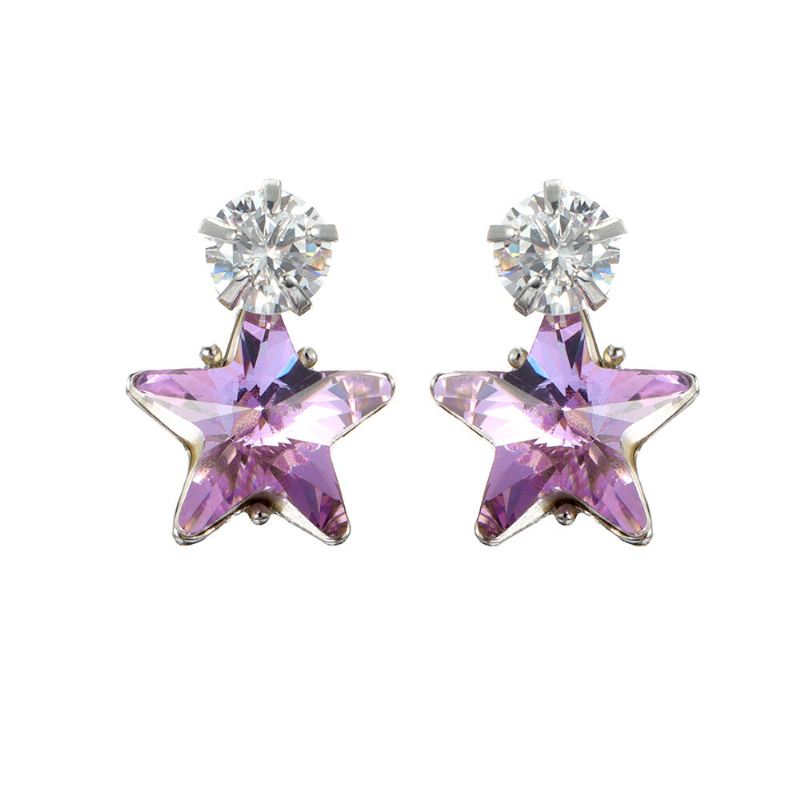 Yksinkertainen Star Ear Stud Korvakoru Häikäisevä Cubic Zirkonia Star Crystal Piercing Korvakorut Naisille