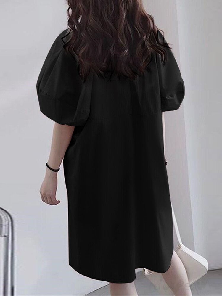 Naisten 100 % Puuvillainen Puhvihihainen Boheemi-tyylinen Mekko