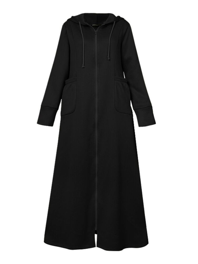 Naisten Abaya Kaftan-hupulliset Yksiväriset Nilkkapituiset Rennot Midi-mekot
