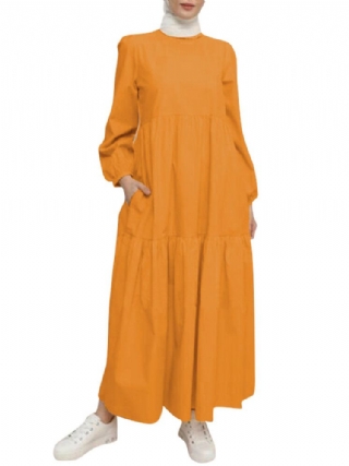 Naisten Kiinteä Pyöreä Kaula Kerroksellinen Selkänapit Abaya Kaftan-mekko