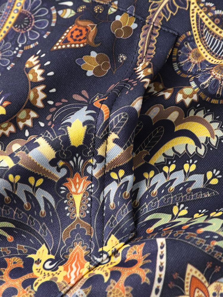 Miehet Retro Etninen Paisley Painatus Kiristysnyörillä Hupparit Kangaroo Taskut Hupullinen Paita