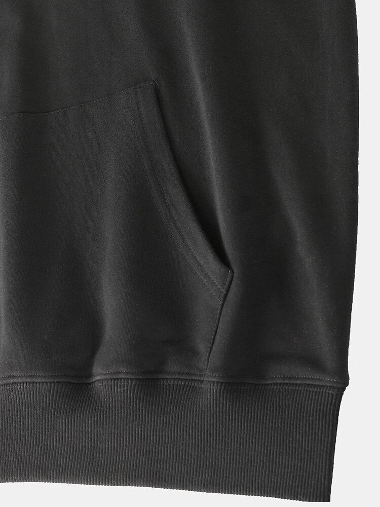 Miesten 100 % Puuvillaa Karttatulostus Kangaroo Pocket Drop Olkapäähupparit