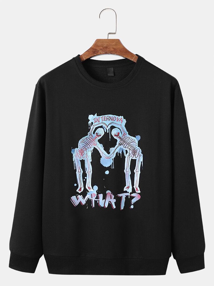Miesten 100 % Puuvillaa Kuviollinen Pääkallo Funny Letter Crew Neck Rento Villapaita