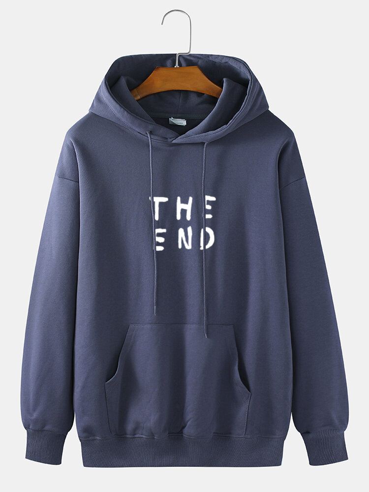 Miesten 100 % Puuvillaa The End Letter Print Yksivärinen Päivähuppari