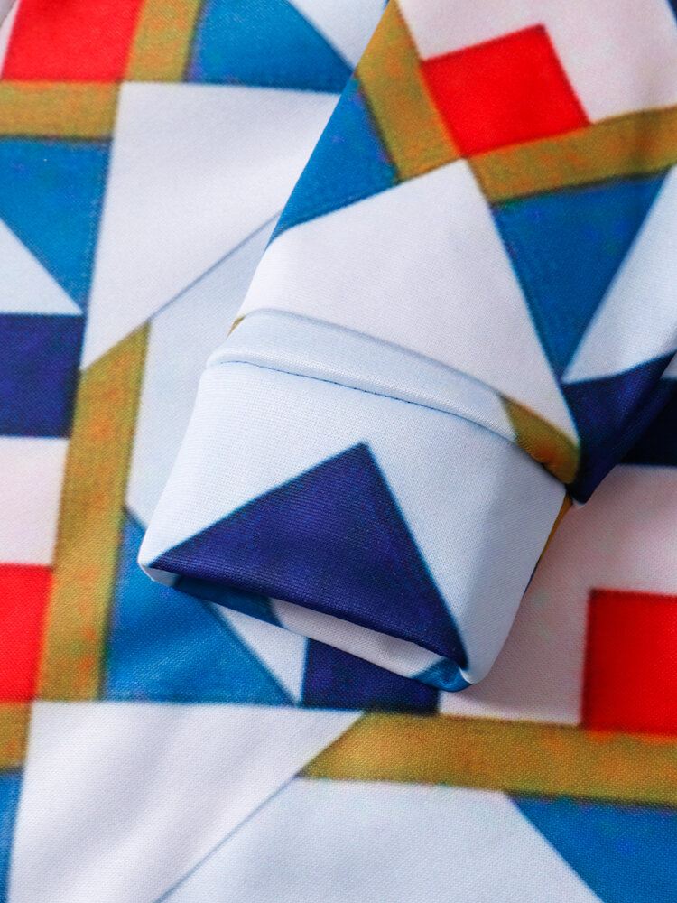 Miesten 3d Geometry Graphics Print Pitkähihaiset Rento Hupparit Taskulla