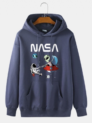 Miesten Astronaut Alien Sarjakuvaprintti 100 % Puuvillaa Rento Löysä Villapaita