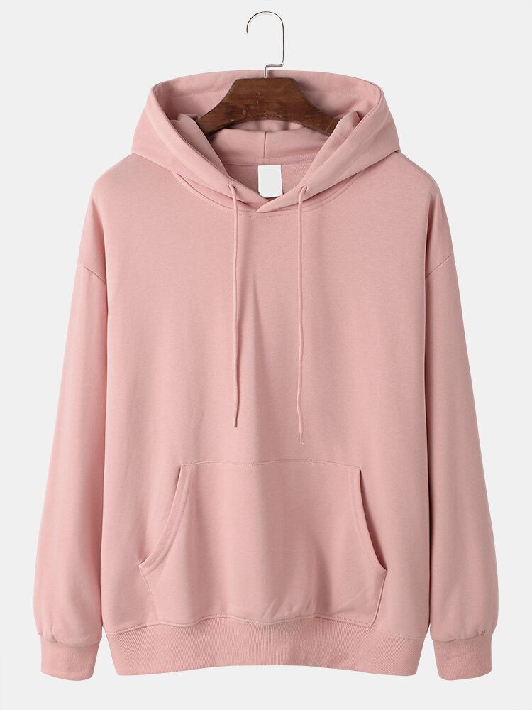 Miesten Auringonlaskun Maisema Graafinen Takaisin Tulosta Solid Cotton Casual Pullover-huppari