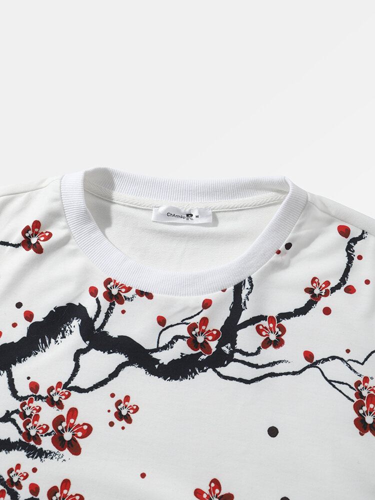 Miesten Blossom Landscape-printti Pyöreäkaula-aukkoinen Collegepaita