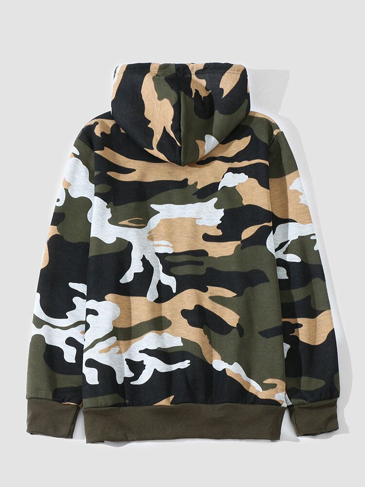 Miesten Camo Print Kangaroo Pocket Bodycorn Helma Rento Huppari