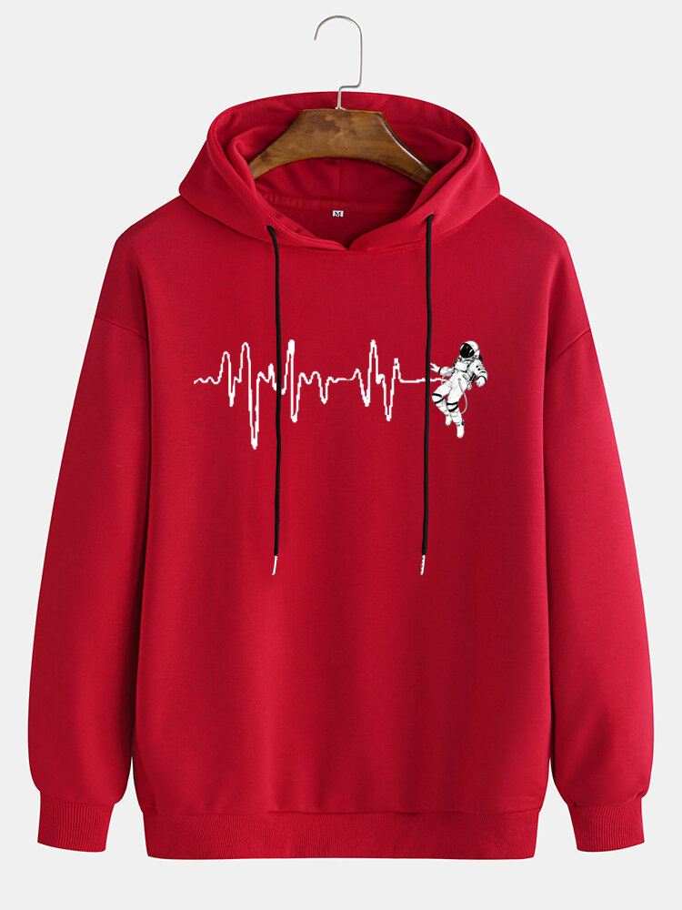 Miesten Design Astronaut Print Drop Shoulder-hupparit