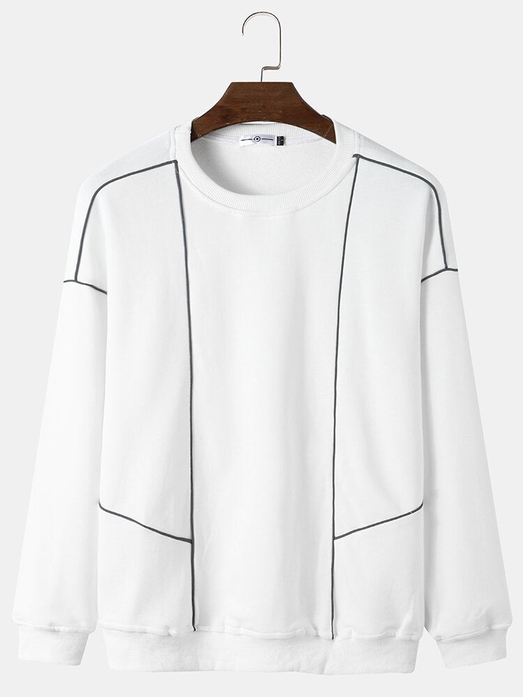 Miesten Design Line Solid Pyöreäpääntie Neulepusero Rento Villapaita
