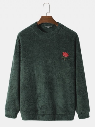 Miesten Fleece-kirjonta Kukka Pure Solid-neulepusero Crew Neck-neulepusero