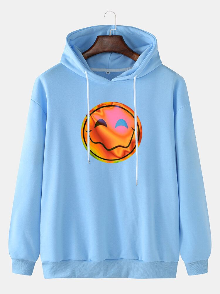 Miesten Funny Flame Smile Emojis Print Kiristysnyöri Rento Villapaita
