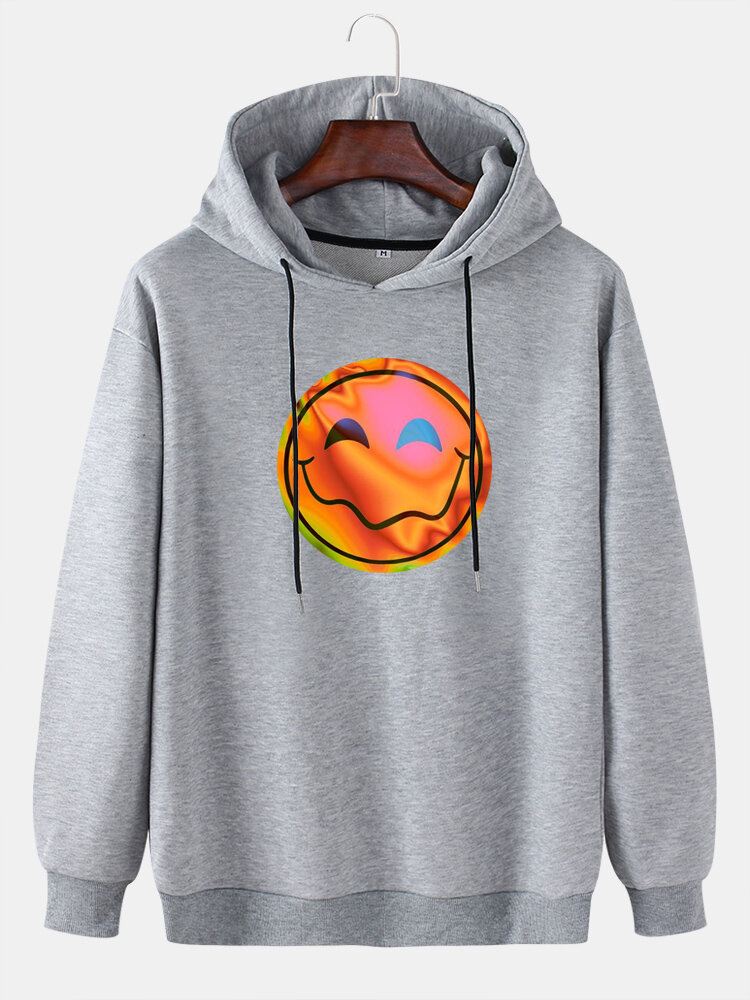 Miesten Funny Flame Smile Emojis Print Kiristysnyöri Rento Villapaita
