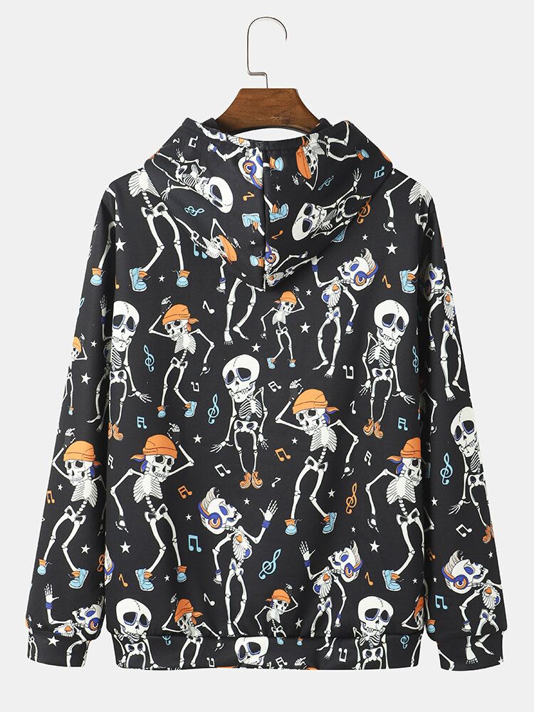 Miesten Halloween Dance Skull Print-huppari