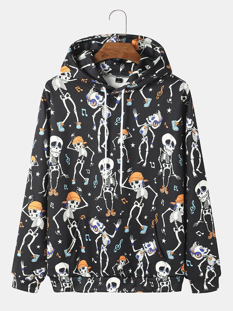 Miesten Halloween Dance Skull Print-huppari