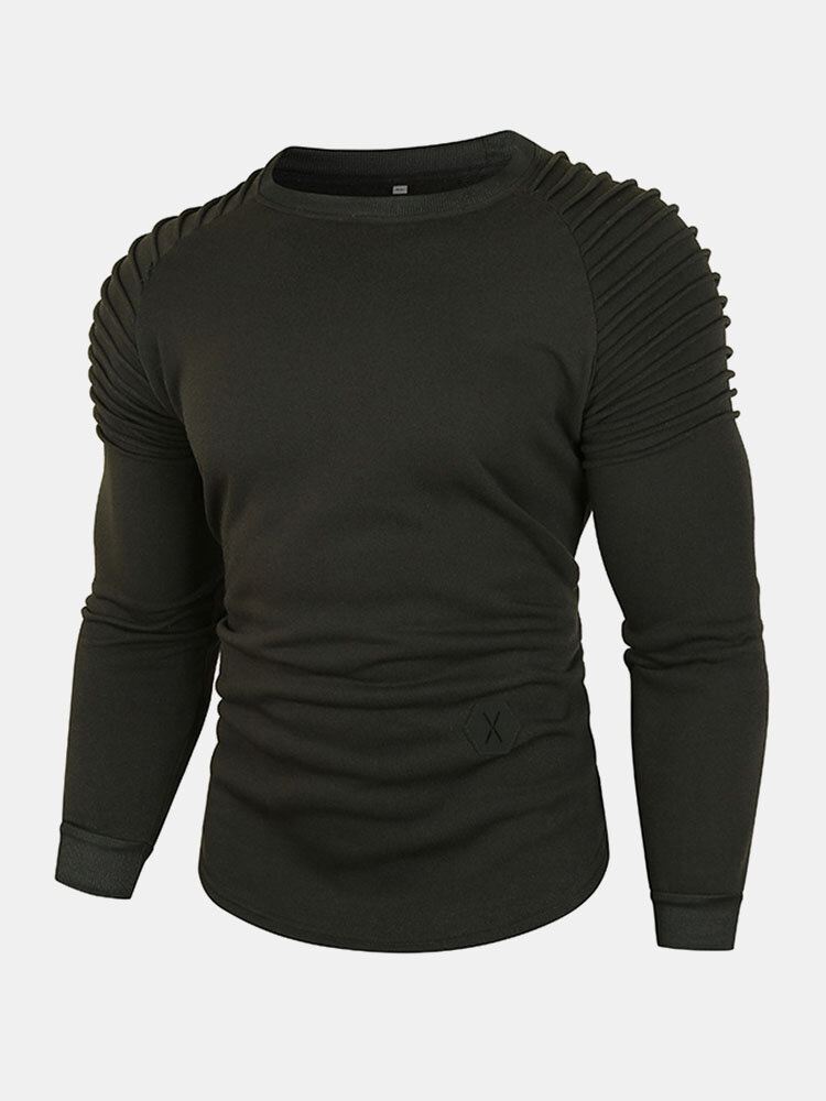 Miesten Kiinteä Fleece-laskostettu Pyöreä Kaula-aukkoinen Villapaita