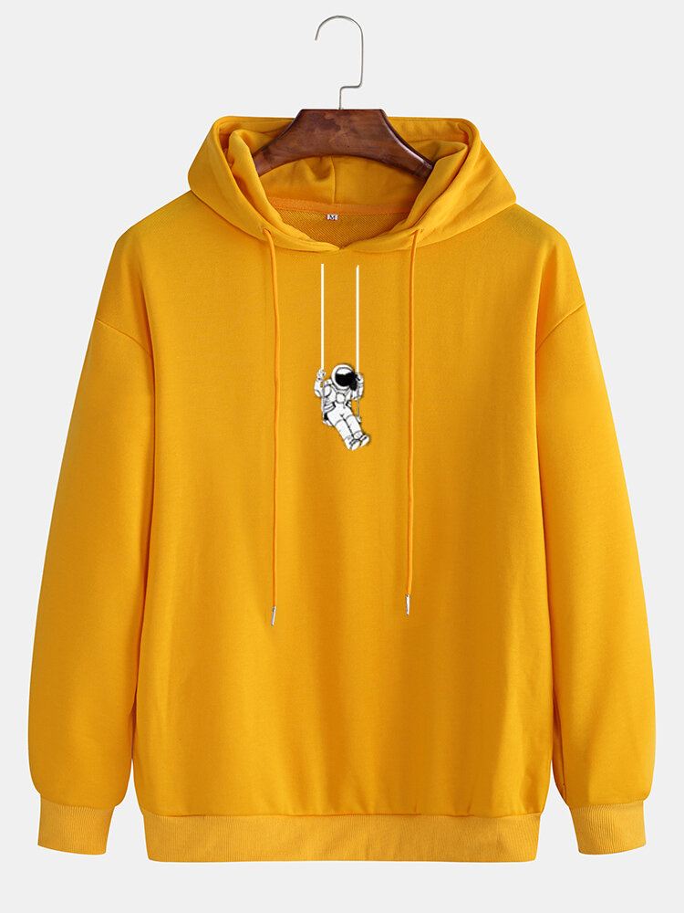 Miesten Sarjakuva Astronaut Graphic Print Kiinteä Kiristysnyörillinen Villapaita