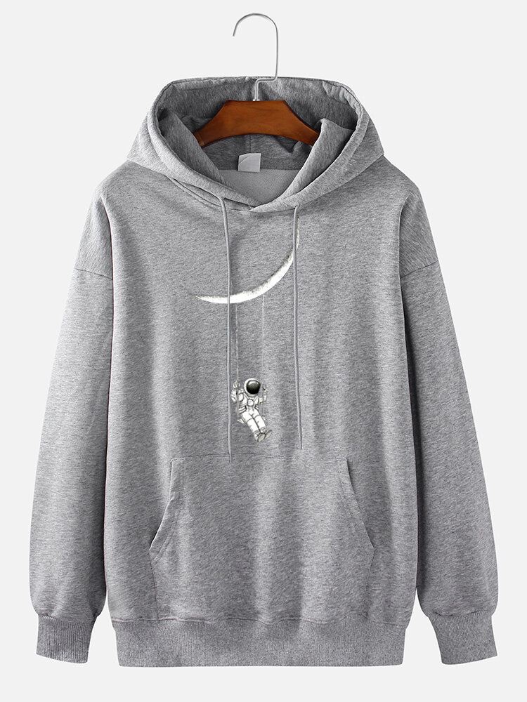 Miesten Sarjakuva Astronaut Print Solid 100 % Puuvillaa Rento Villapaita