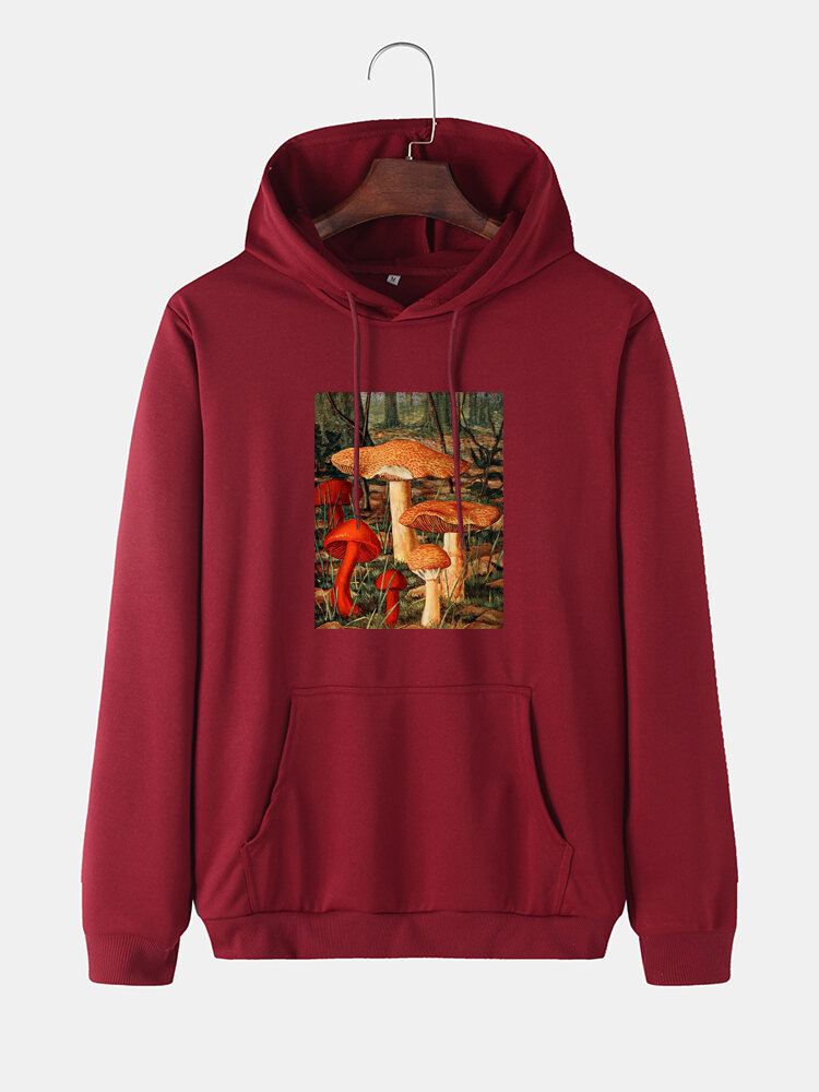 Miesten Sarjakuvat Mushroom Graphics Community Spirit-puuvillahupparit