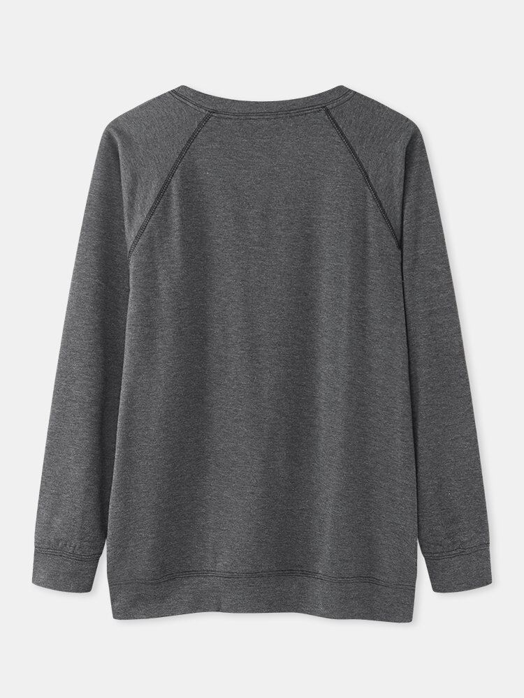 Naisten Kirjaimelliset Iskulauseet Painettu O-kaula Raglan Sleeve Simple Sweatshirts