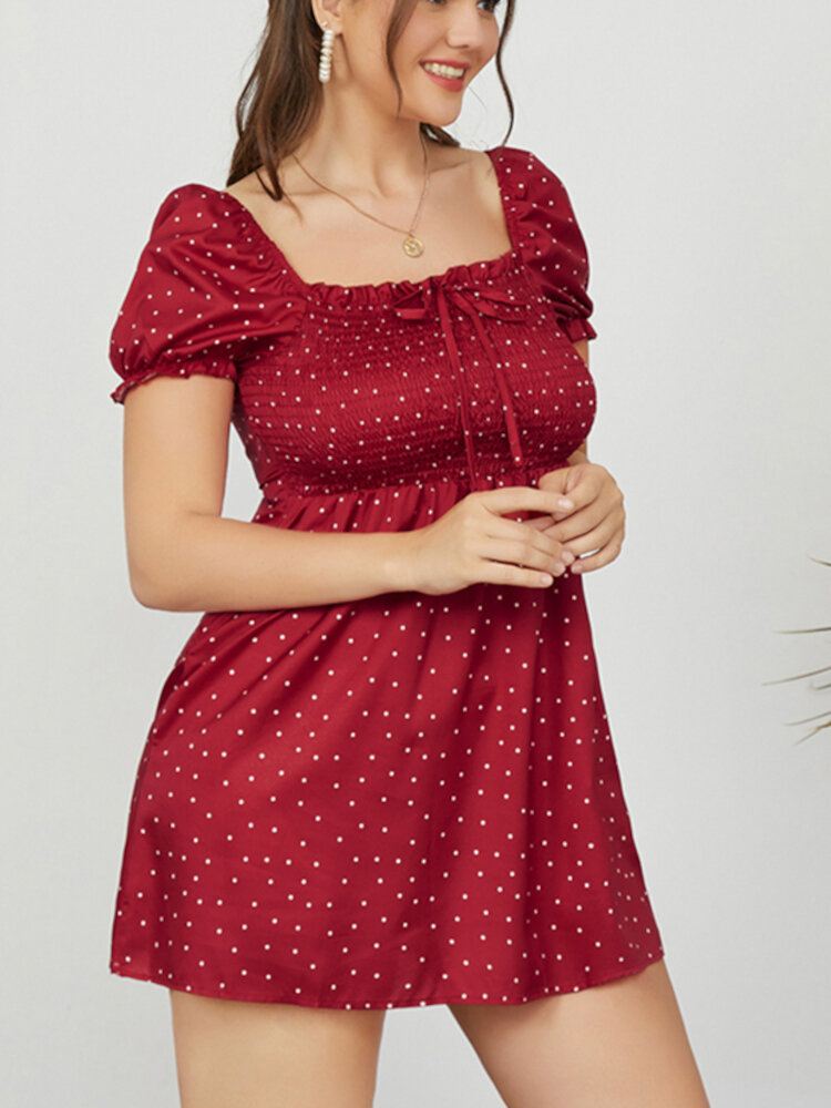 Puff Sleeve Kukkainen Vapaa-ajan Mekko Naisille