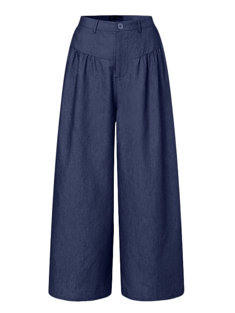 Fashion Simplicity Kiinteät Laskostetut Korkeat Housut Naisille