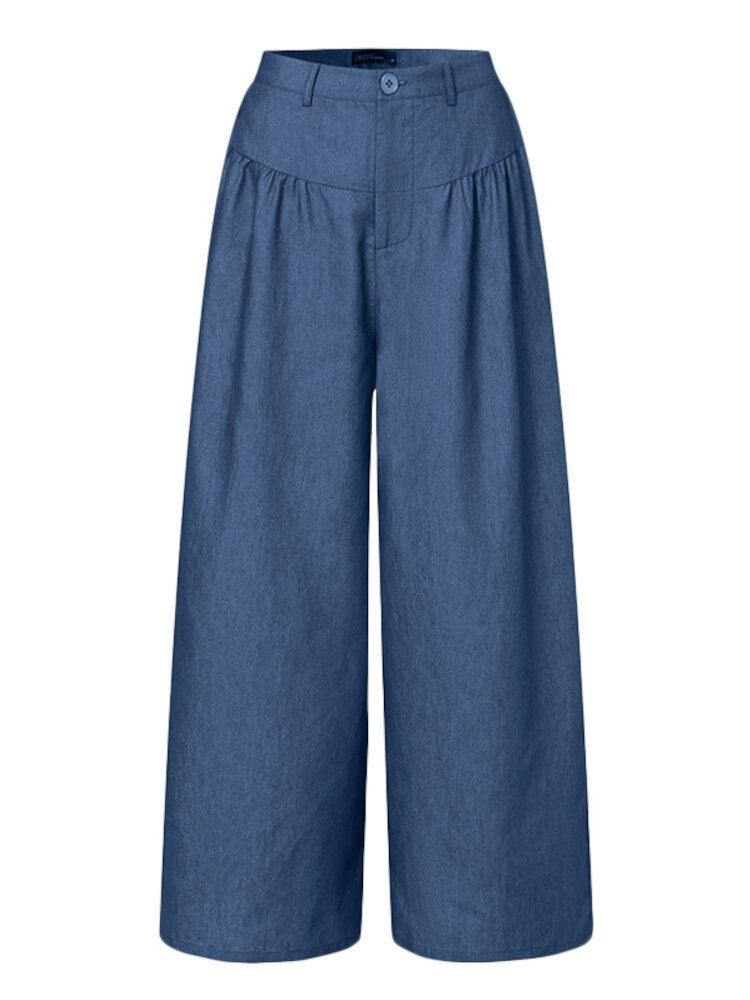 Fashion Simplicity Kiinteät Laskostetut Korkeat Housut Naisille