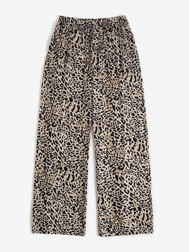 Leopardilaskostettu Resori Vyötäröhousut Naisille