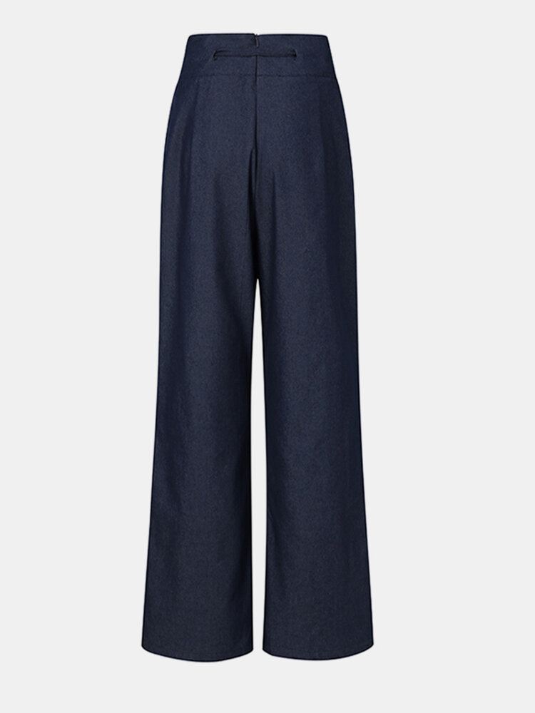 Naisten Kiristysnyörillä Korkeavyötäröiset Housut Suorat Bootcut-housut Taskuilla