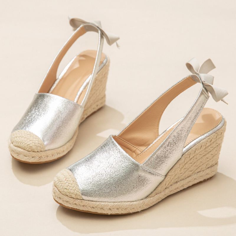 Naisten Umpikärkiset Rusettikoriste Elastinen Luistaa Päälle Espadrille Wedges Sandaalit