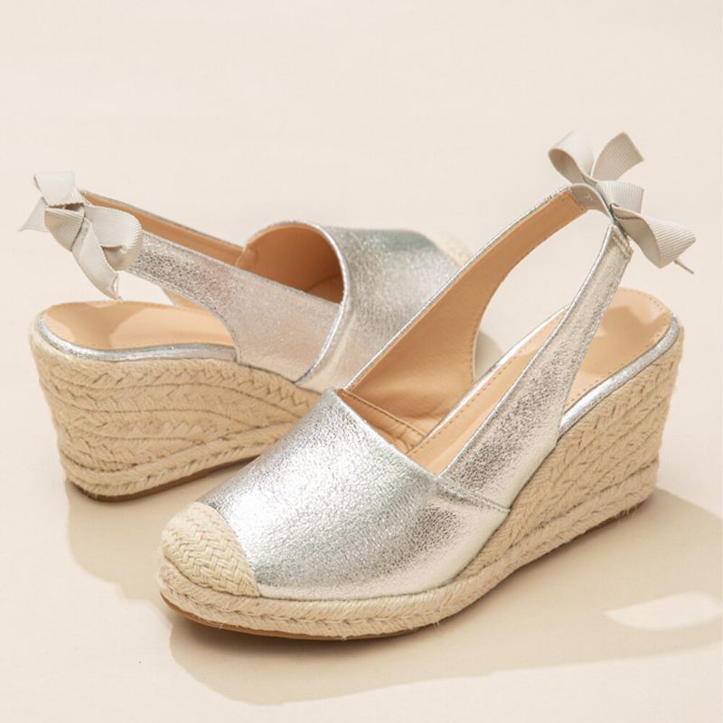 Naisten Umpikärkiset Rusettikoriste Elastinen Luistaa Päälle Espadrille Wedges Sandaalit